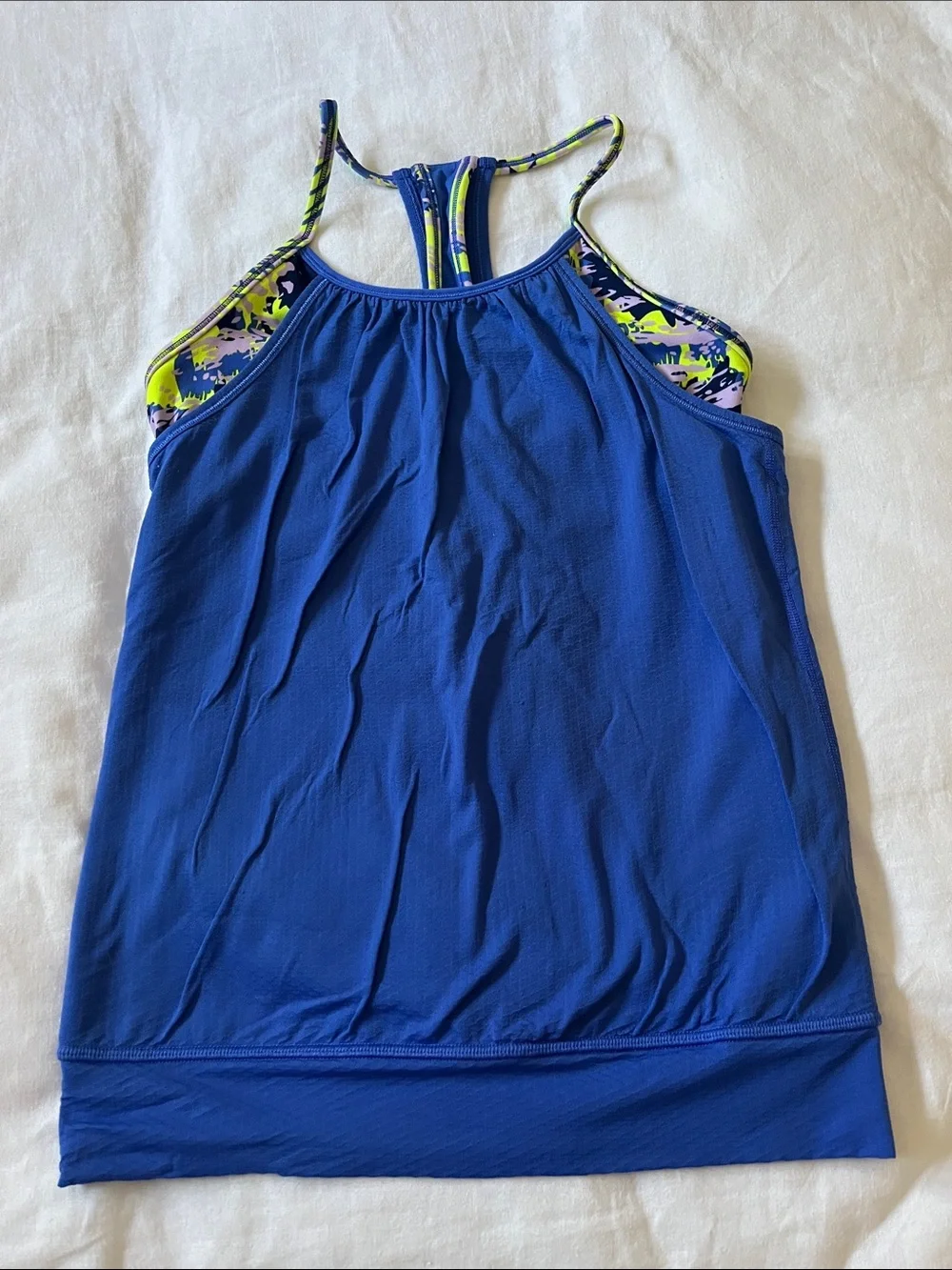 Ivivva Royal Blue Racerback Athletic Tank Top with Built in Sports Bra, Size 12